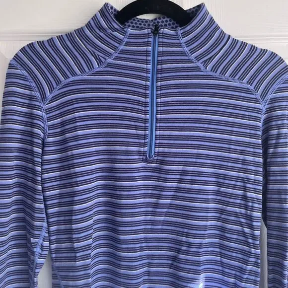 Smartwool 1/4 Zip Merino Wool Striped Pullover Women’s Small - Picture 2 of 6